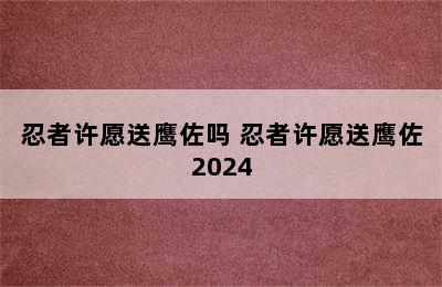 忍者许愿送鹰佐吗 忍者许愿送鹰佐2024